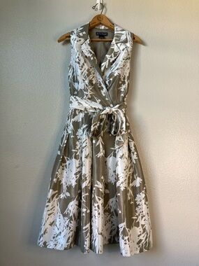 Jessica Howard Retro Sleeveless Collared Faux wrap Fit & Flare dress Floral sz 6